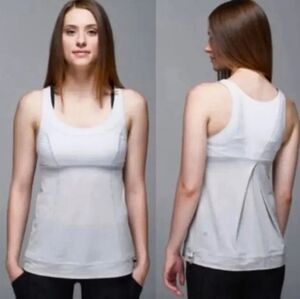 Lululemon Run Ta Ta Topper Tank Top Silver Spoon/Wee Stripe White Size 4